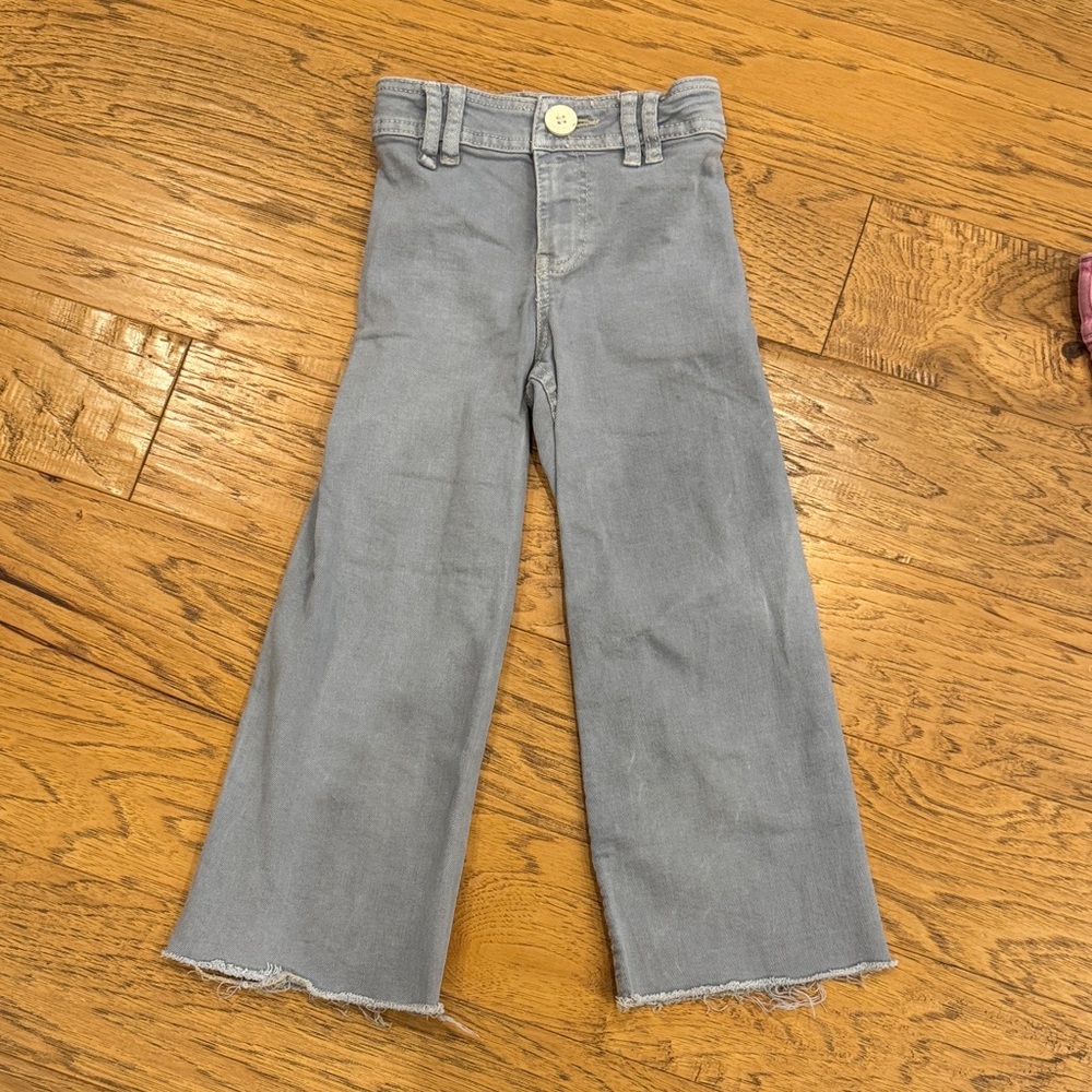 Zara Stylish Gray Kids sailor wide leg jeans Bottoms